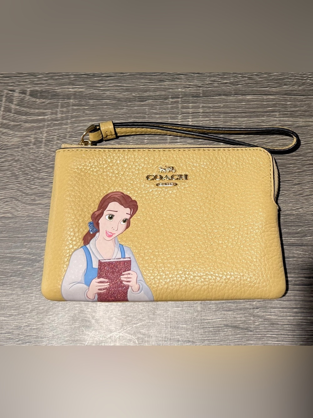Coach Disney Small Belle Pebbled Leather Wristlet